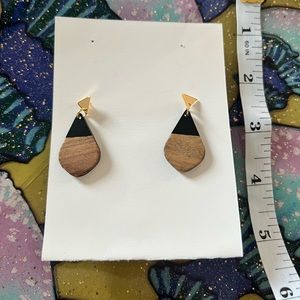 Gold, Acrylic & Wood Earrings